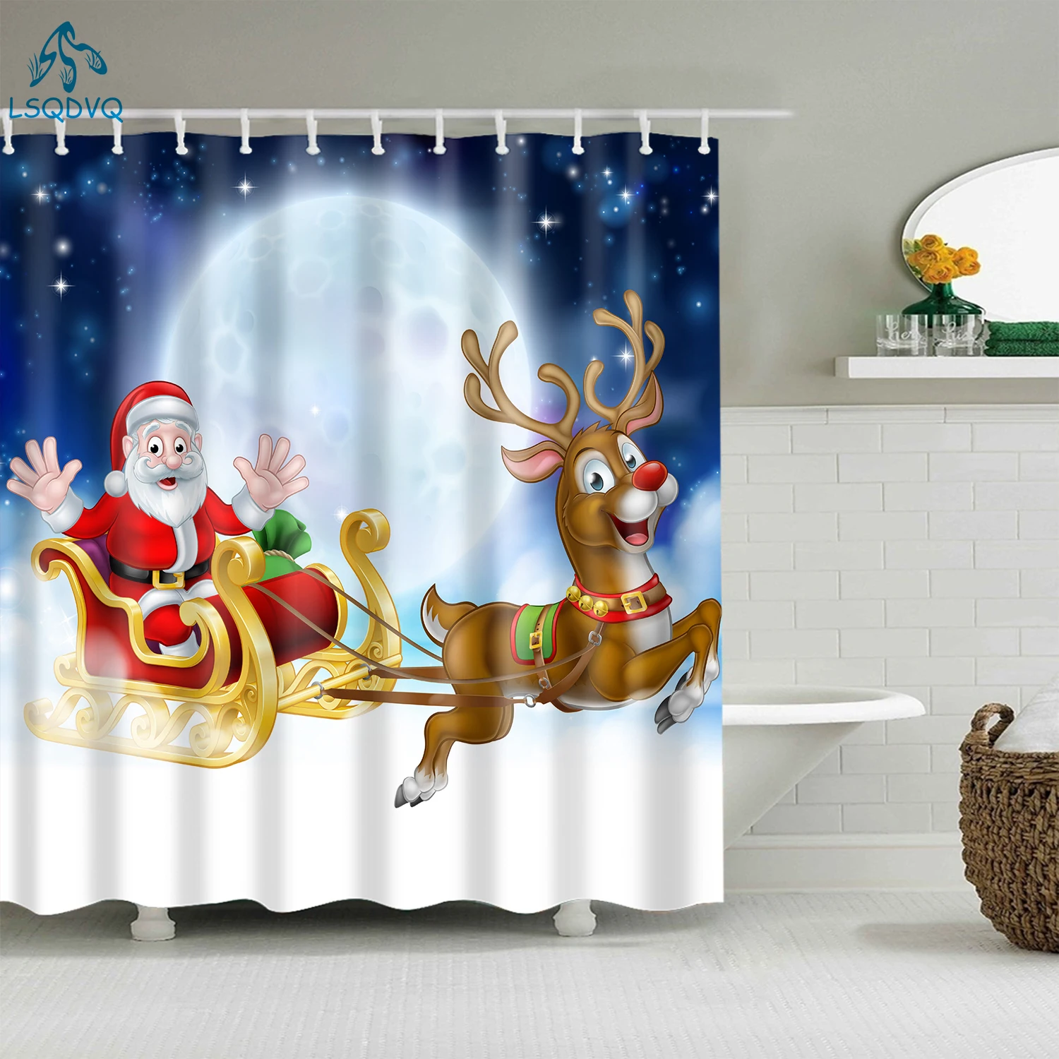 Merry Christmas занавески для душа в ванную, Рождественские елки, подарок, снеговик, занавески для душа, Frabic, водонепроницаемый полиэстер, с крючками
