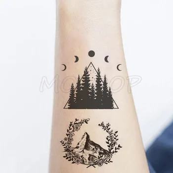

Tattoo Sticker forest mountain planet sun moon star Water Transfer Temporary Fake tatto flash tatoo Body Art for kid woman men