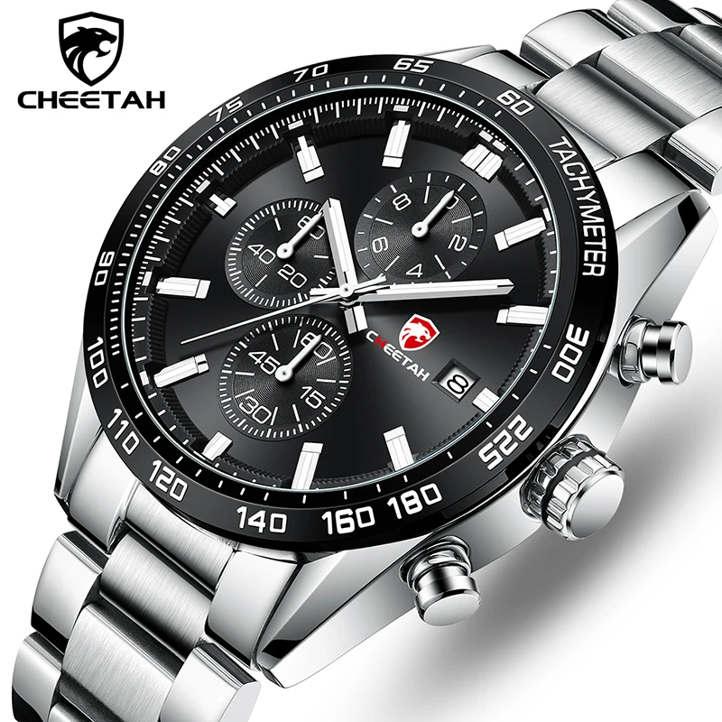 

CHEETAH Men's Watch Top Brand Chronograph Sports Waterproof Men Watches Luminous Quartz Stainless Steel Male Clock