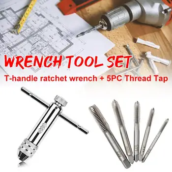 

1Set Ratchet Tap Hinge Adjustable M3-M8 T-Handle Ratchet Tap Wrench Machinist Tool Reversion Hand Tools Screw Tap
