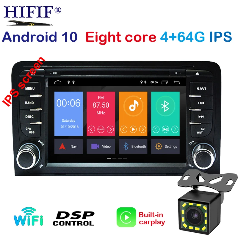DSP 4G Android 10 автомобильный DVD GPS Carplay для Audi A3 8P 2003-2012 S3 2006-2012 RS3 Sportback 2011 мультимедийный