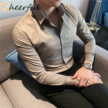 

2021 New product Men's stylish casual pure cotton business shirts/Male slim fit lapel Dress long sleeve shirts/Leisure Tops