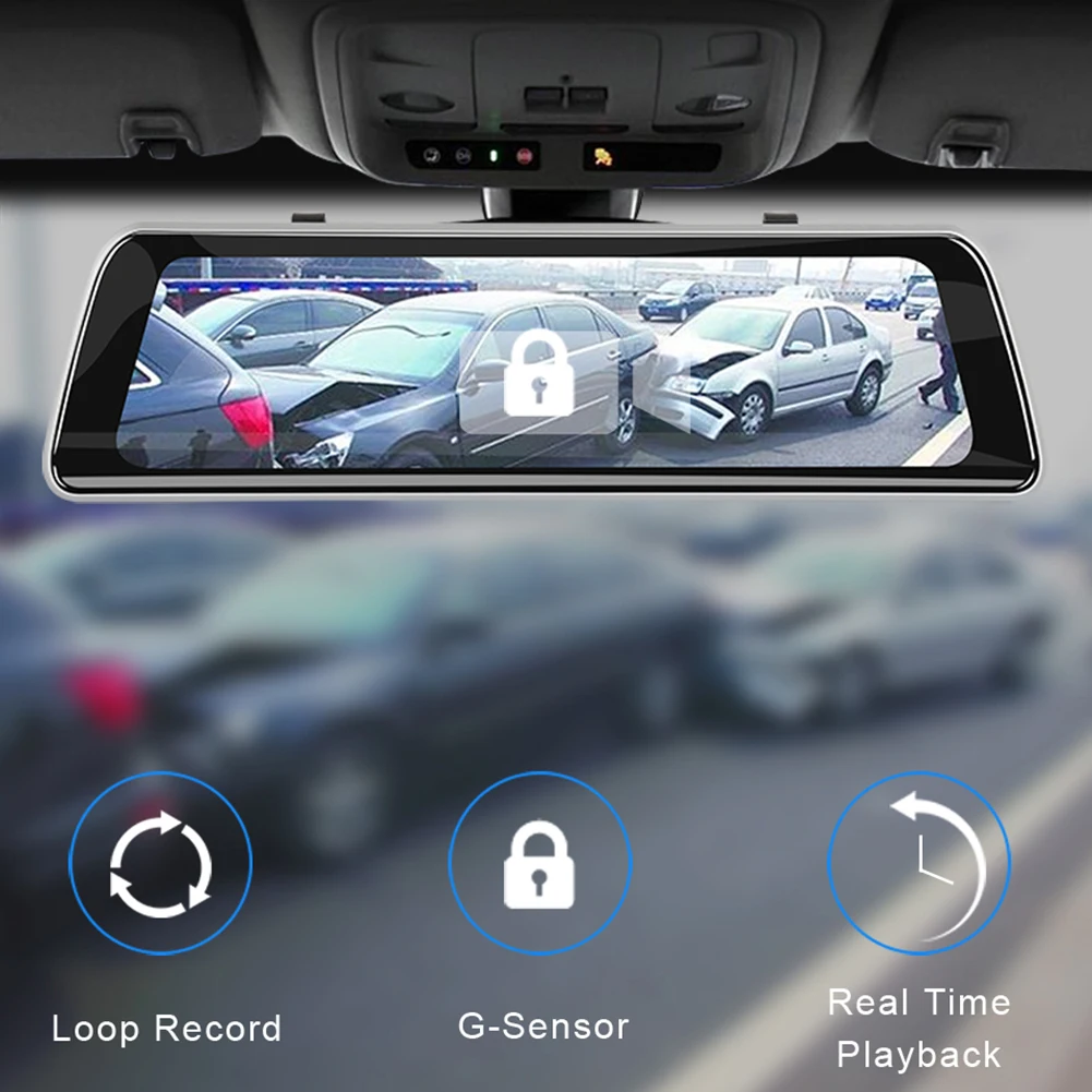 9,35 Дюймов Камера заднего вида видео камера gps трек FHD 1080P Dashcam с задней камерой рекордер Dash Cam для Phisung S2 потоковая - Название цвета: Черный
