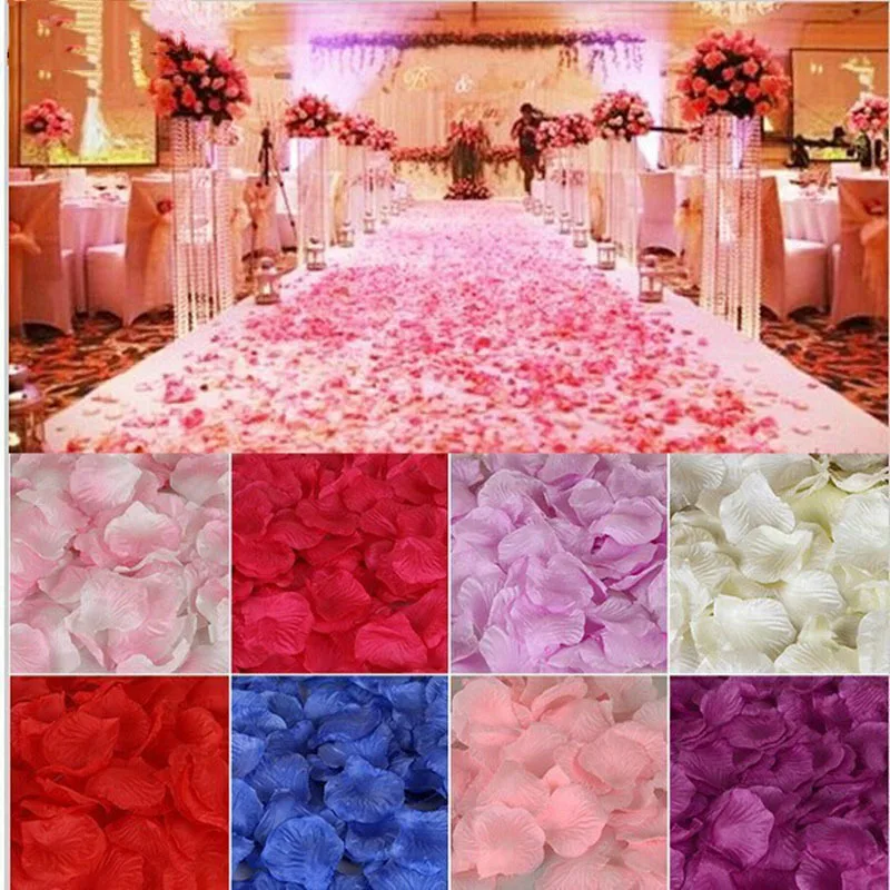 1000pcs Artificial Wedding Rose Petals Decorative Floral Polyester Wedding Roses Home Marriage Arrangement
