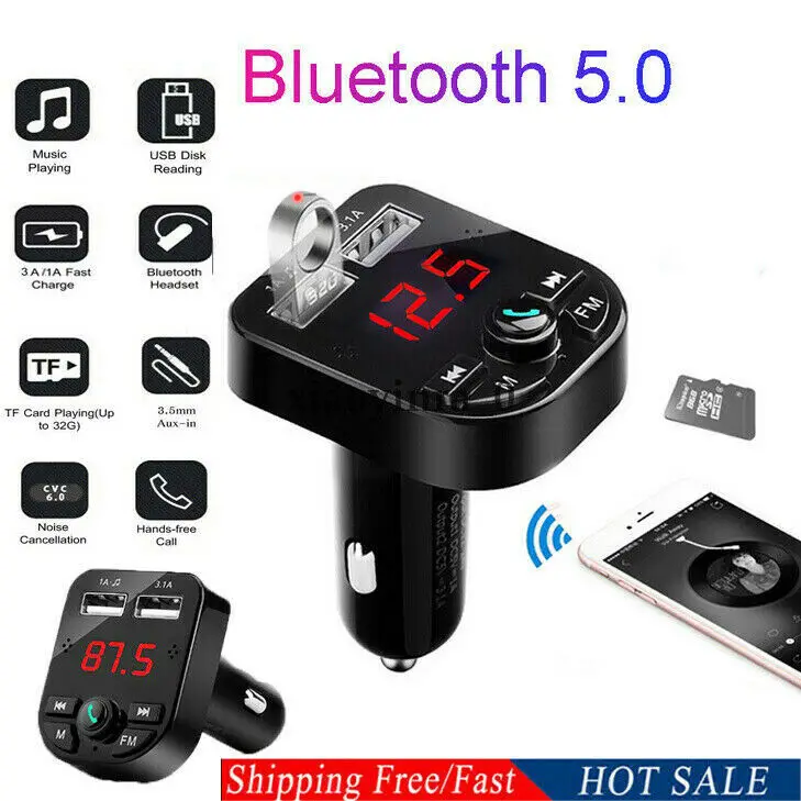 Bluetooth автомобильное USB зарядное устройство fm-передатчик беспроводной радио адаптер mp3-плеер