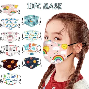 

10PCS Cute Printed Face Mask For Dustproof mondmasker cubrebocas Kids Child washable reusable face masks masque enfant Facemasks