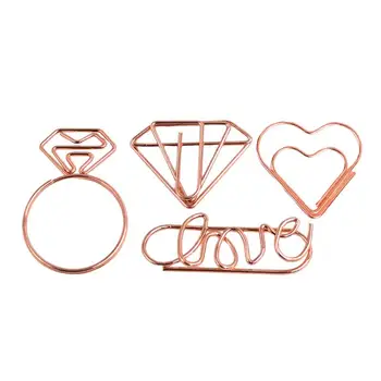 

20Pcs Paper Clips Cartoon Shape Design Bookmark Pin Clip for Office School (Ring+Diamond+Heart+Love, Each of 5)