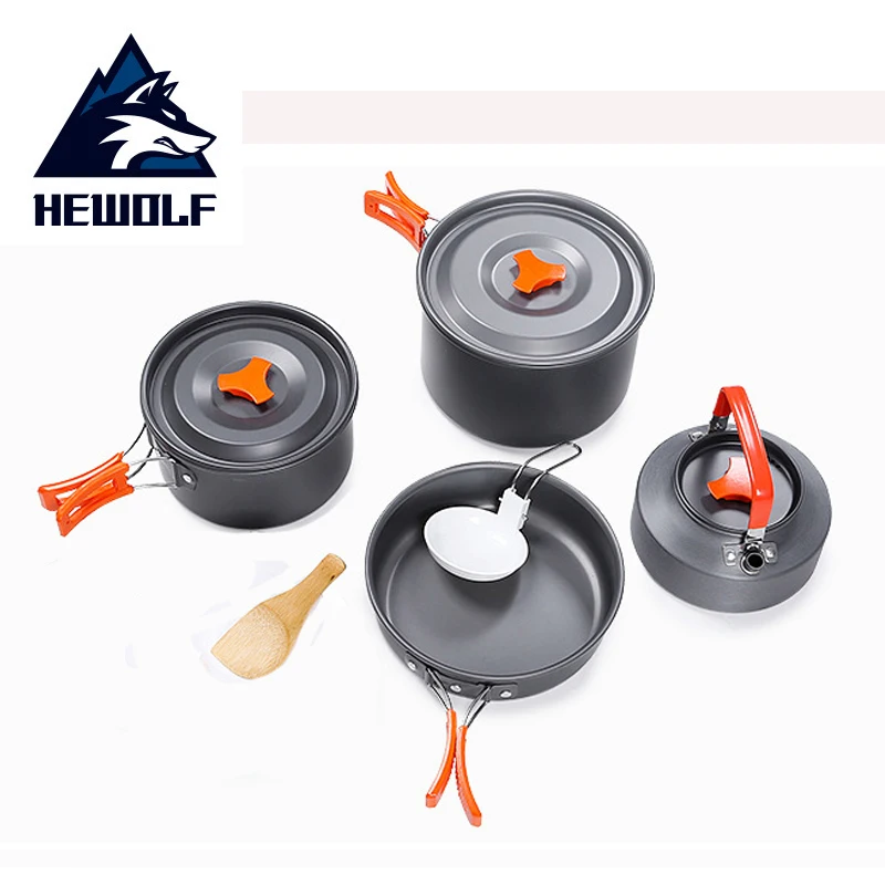 

Camping Cookware Set Outdoor Tableware Cooking Picnic Tea Kettle Travel Hiking Pot Pan Utensils Set 1-2 Person Kitchen Tools