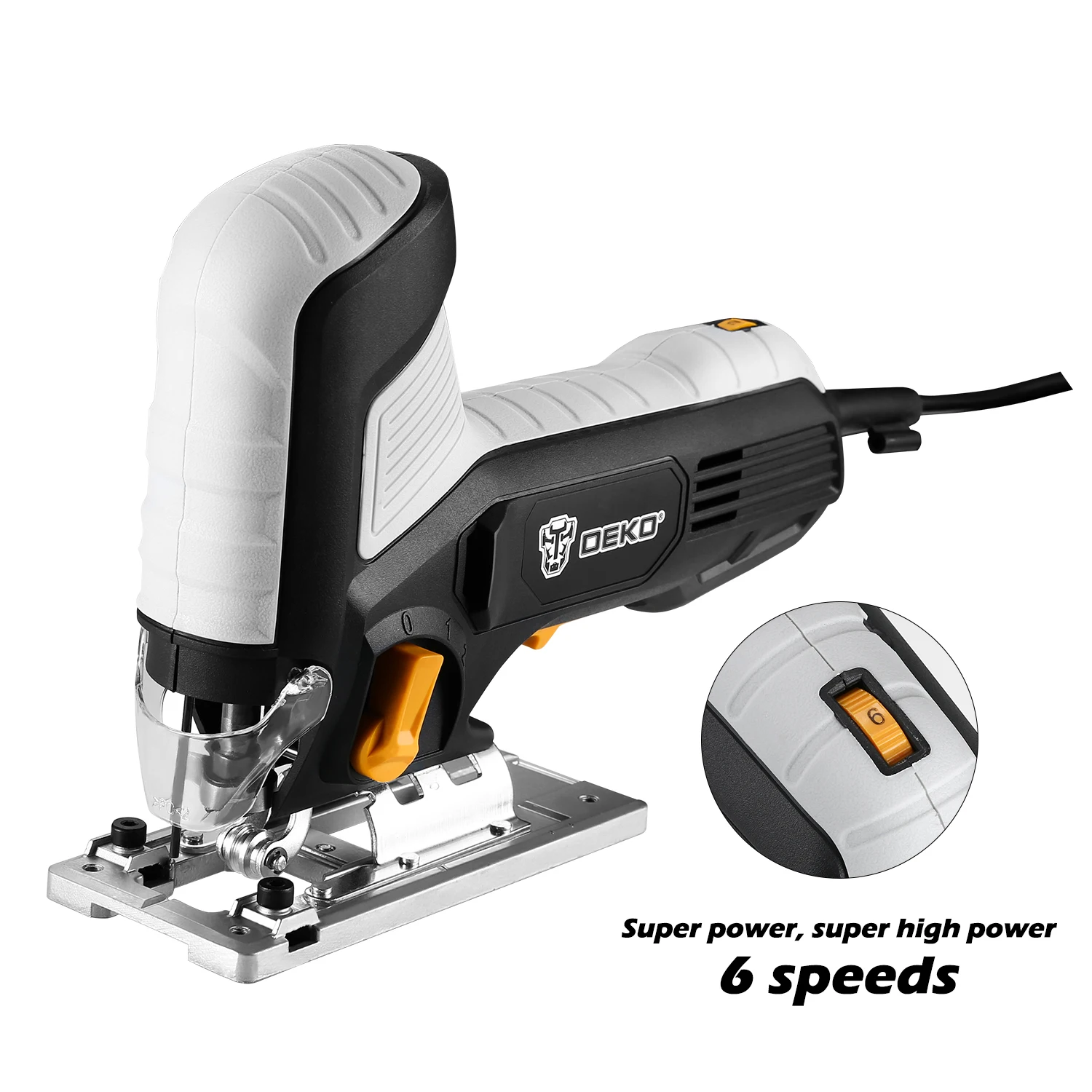 DEKO DKJS80Q3 High Power Jig Saw 6 Variable Speed multi-angle Electric Saw with Blades, Metal Ruler, Allen Wrench Power Tools DEKO DKJS80Q3 High Power Jig Saw 6 Variable Speed multi-angle Electric Saw with Blades, Metal Ruler, Allen Wrench Power Tools