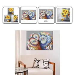 1 Set Modern Charming Decorative Canvas Painting Sunflower/Owl Pattern Wall Art Picture Wear-resistant for Office