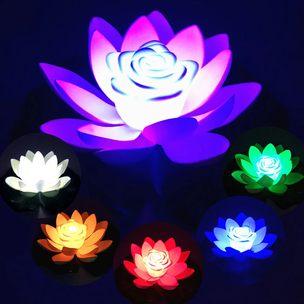 Tanie LED wodoodporny pływający lotos światło zasilanie bateryjne sztuczny kwiat lilii lampka nocna