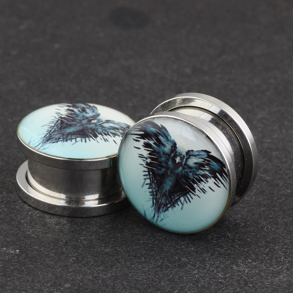 JUNLOWPY Mix 7 Sizes Logo Ear Plugs Gauges Expander Lobe Stretcher Piercing Stainless Steel Screw Flesh Tunnels Body Jewelry