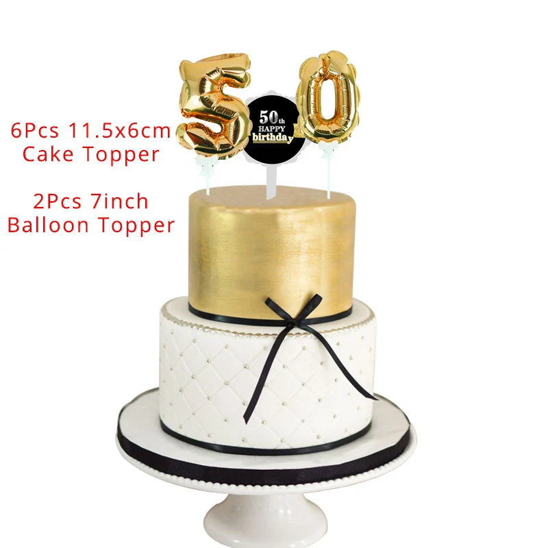50th cake toppers 30 40 50 60 лет для капкейка-День рождения Юбилей взрослых 30th 40th 50th 60th украшения для торта на день рождения поставки - Цвет: 50th cake toppers