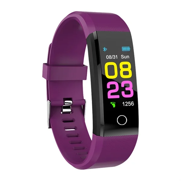 115 плюс умный спортивный браслет шагомер часы фитнес бег ходьба трекер сердечного ритма шагомер смарт-браслет для IOS Android - Цвет: Фиолетовый