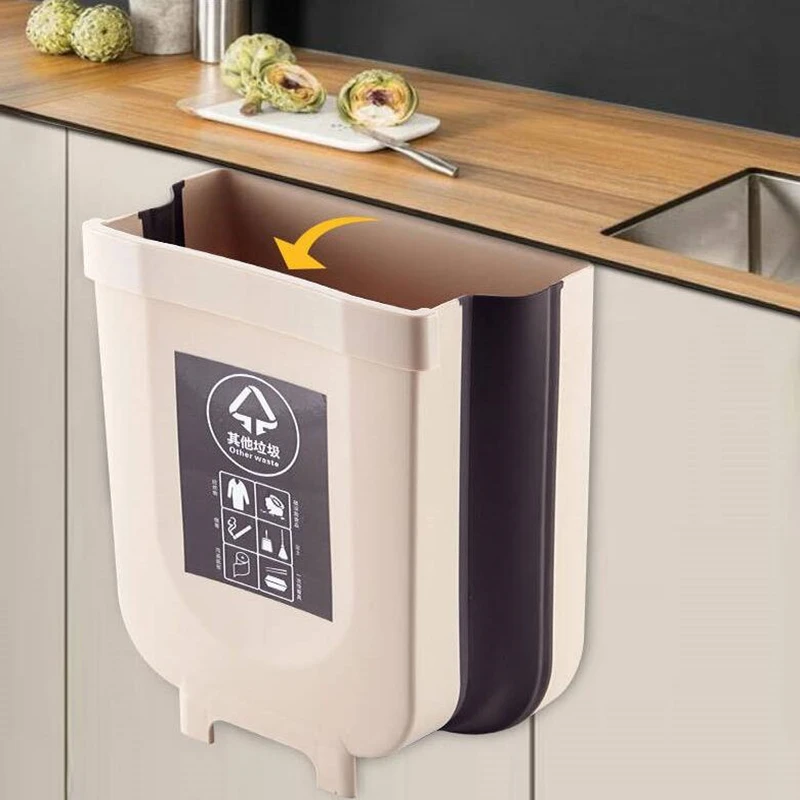 Домашний большой складной мусорный ящик для кухонного шкафа на дверь подвесной мусорный бак настенный мусорный контейнер кухонные аксессуары для хранения отходов HNS57