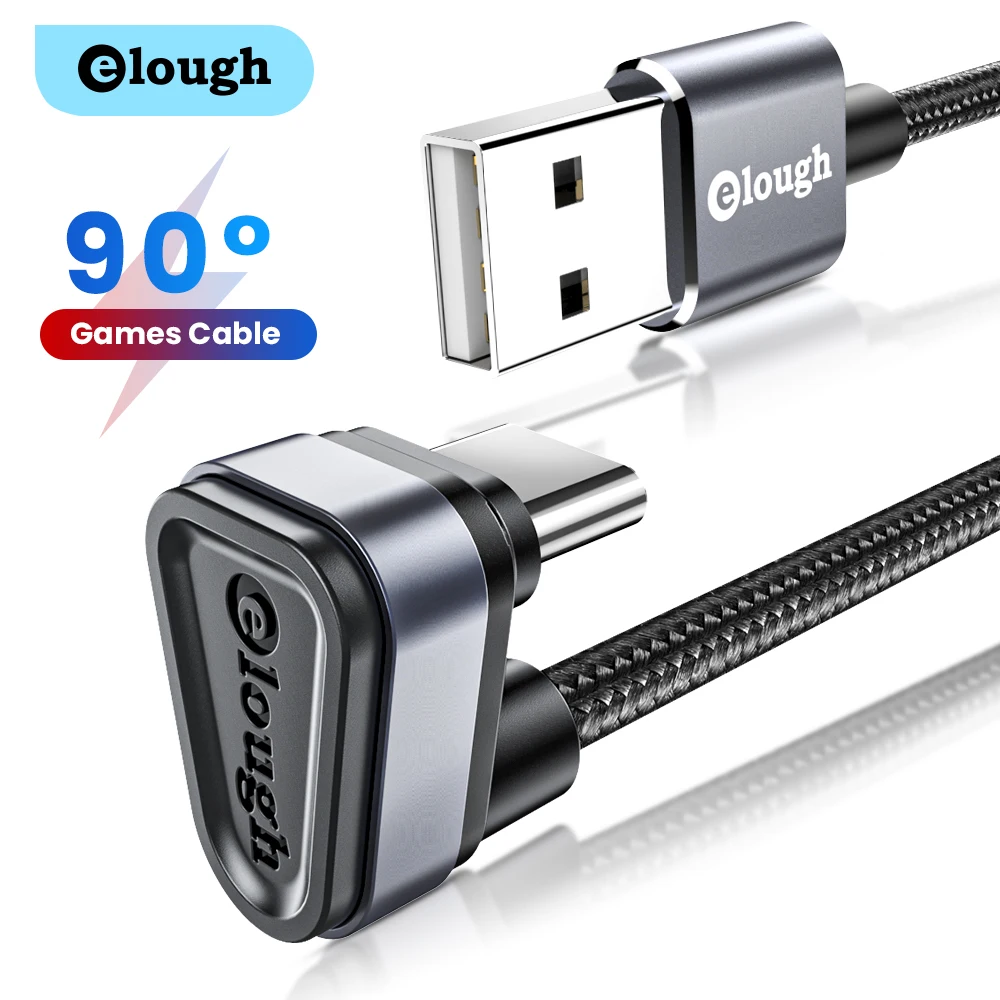 Кабель зарядный Elough USB Type-C 90 градусов для Xiaomi Samsung Galaxy S20 | Мобильные телефоны и