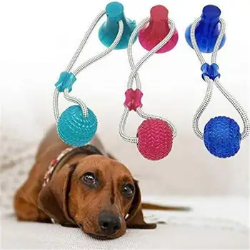 

8cm Pet Toy Dog Interactive Suction Cup Push TPR Ball Toys Elastic Ropes Pet Tooth Cleaning Chewing