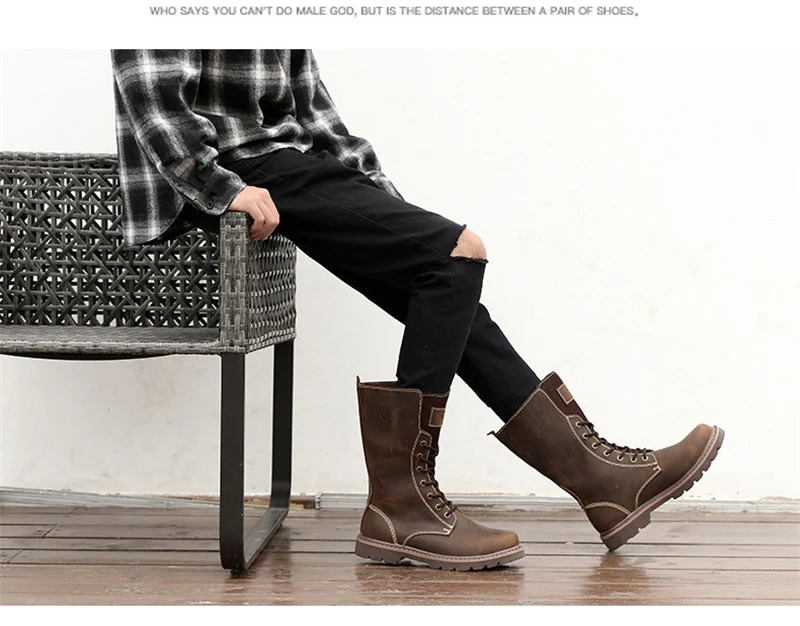 Зимние ботинки для мужчин; большие размеры; теплая зимняя обувь из плюша; коричневый цвет; Мужская обувь в винтажном стиле; 6#15/03D50