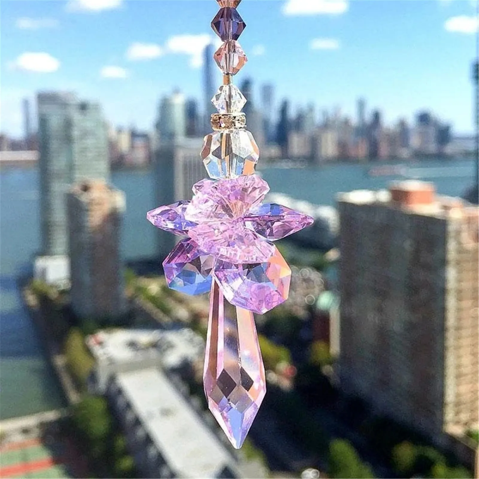 Modern Rainbow Crystal Angel Chakra Suncatcher Car Charm Pendant Wall Window Door Wind Chimes Hanging Ornaments Room Home Decor wind bell wind chimes wind chime crystal hanging decoration wall hanging pendant crystal wall hanging crystal light catcher window hanging suncatcher