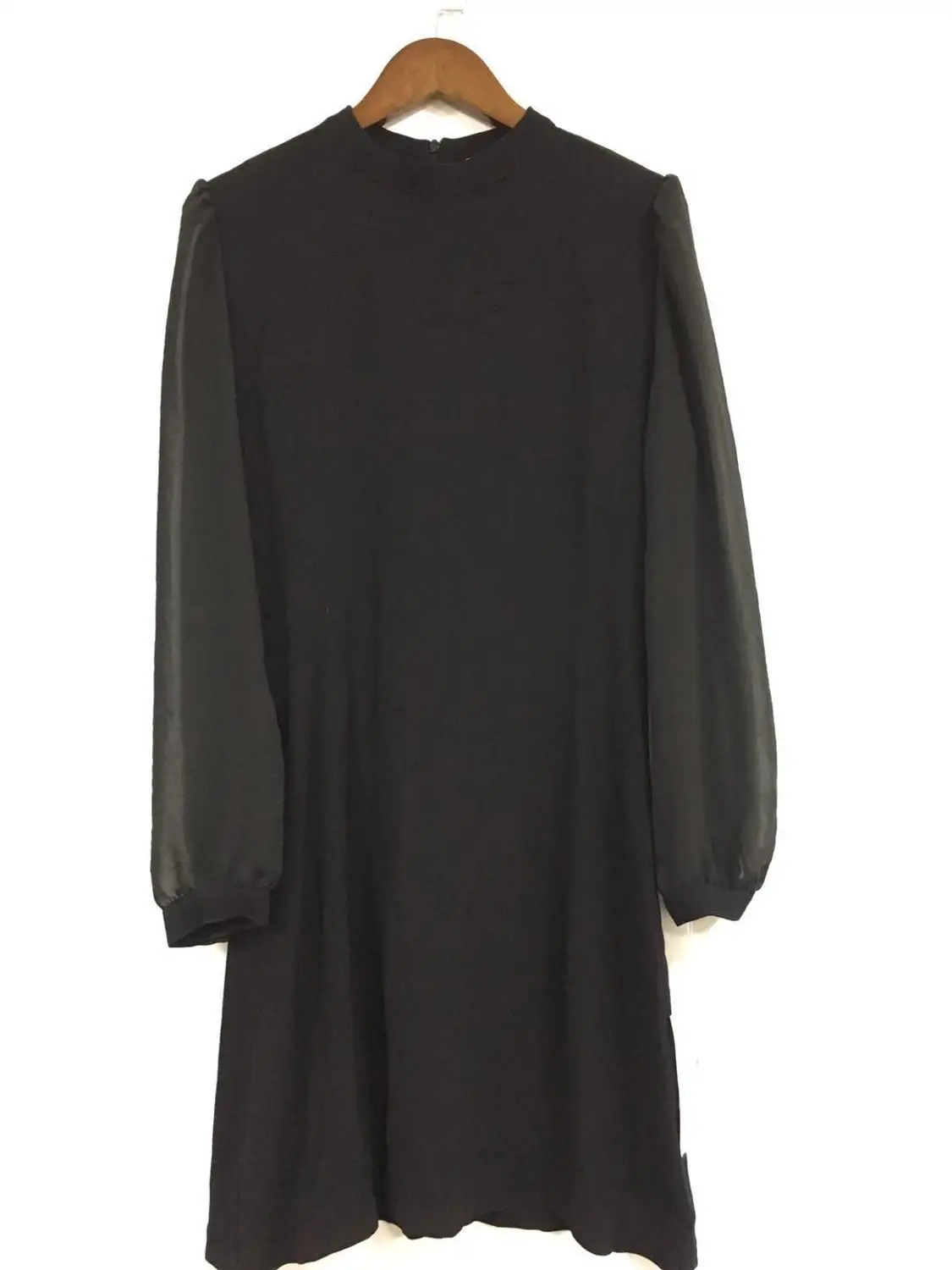 Elfbop женское черное Короткое мини-платье с длинным рукавом и круглым вырезом - Цвет: Черный