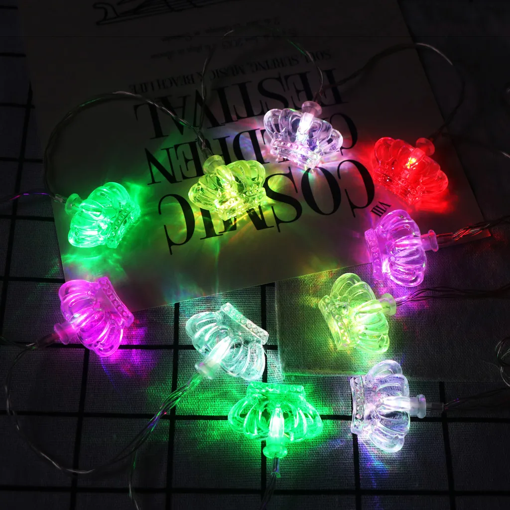 Multicolor Гирлянда, Рождественский светодиодный светильник в виде короны, работающий от батареек AA, 10 светодиодный Сказочный светильник s для рождественской елки, декор для свадебной вечеринки, струнный светильник s - Испускаемый цвет: Multicolor