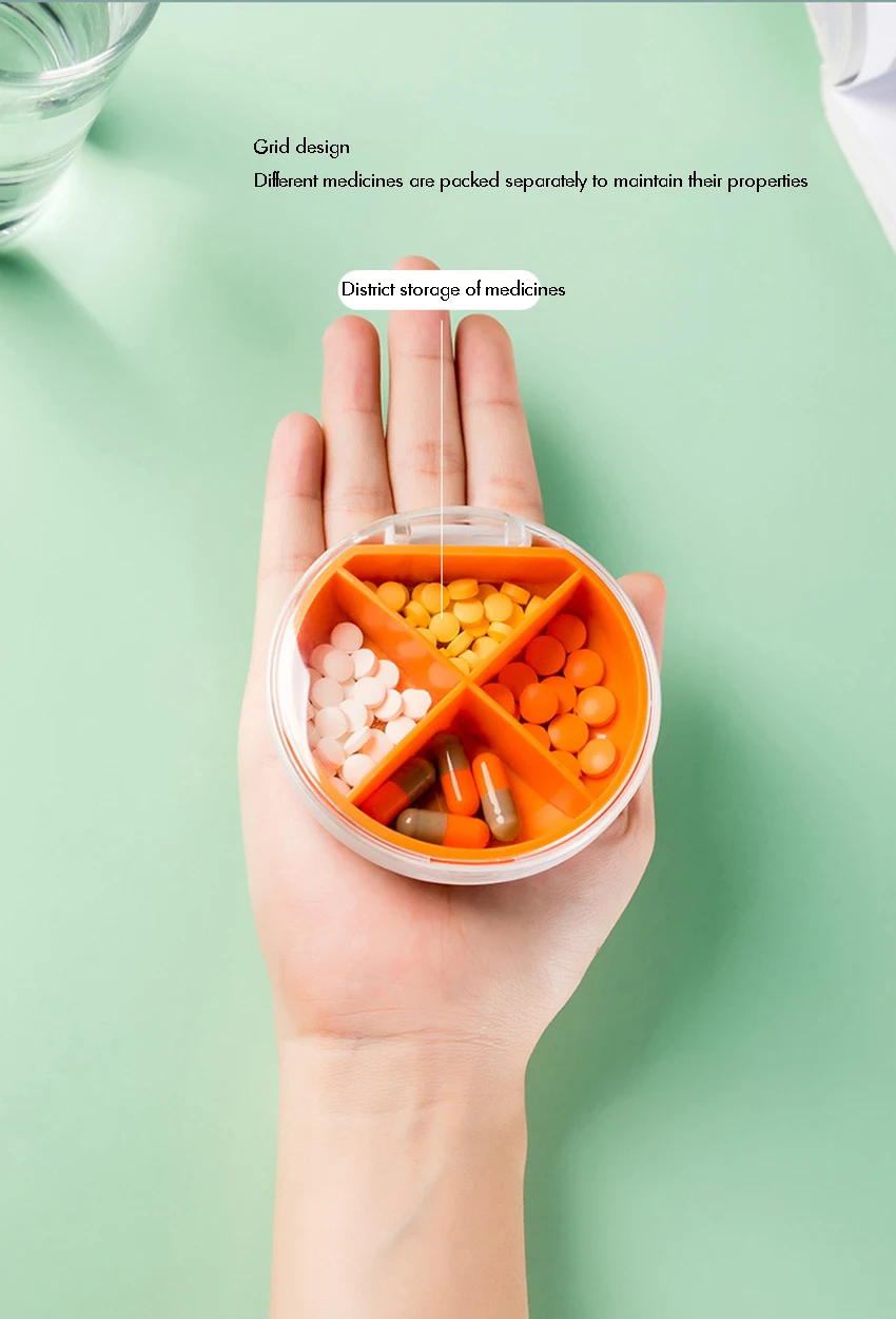 4 Pack Pill Case Portable Small Weekly Travel Organizer Pocket Box