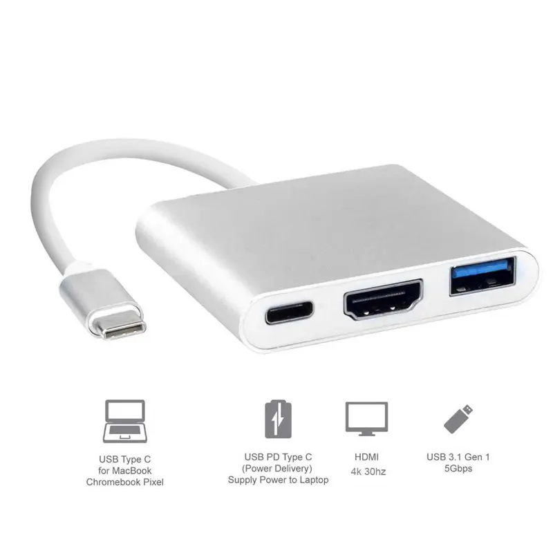 

USB C HUB to HDMI Adapter For Macbook Pro/Air Thunderbolt 3 USB Type C Hub to HDMI 4K USB 3.0 Port USB-C Power Delivery