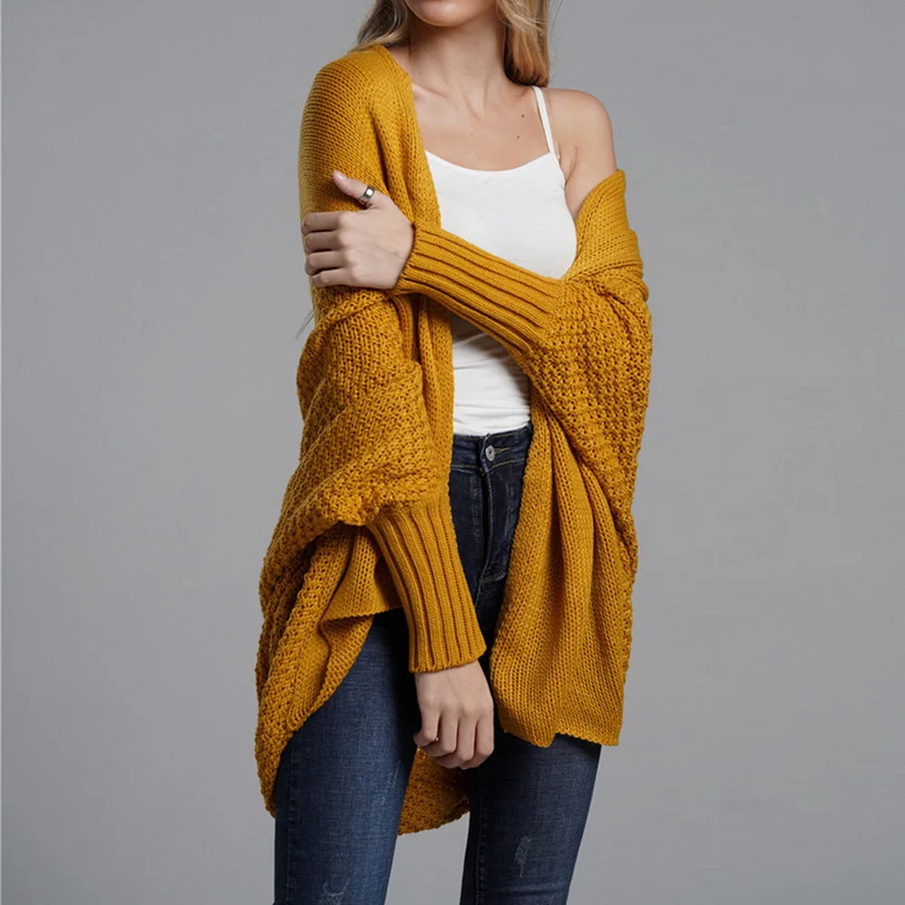 

KANCOOL Autumn Batwing Sleeve Knitwear Free Size Sweater Cardigan Women Large Size Knitted Cardigan Female Loose Jumper Coat