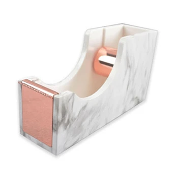 

Marble Texture Desktop Adhesive Tape Dispenser Holder Rose Gold Tone Metal Core Tape Holder For Office School Supplies