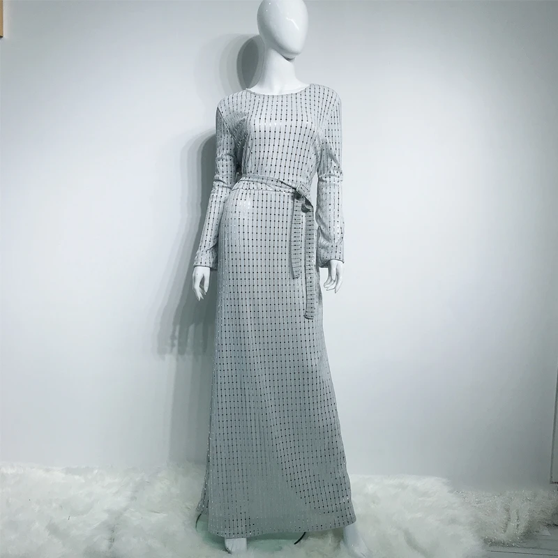 White dress Блесток Абаи турецкий хиджаб мусульманское платье исламское Костюмы Абая для женщин платья Кафтан марокканский Восточный халат с поясом из г. Дубай Djelaba Femme - Цвет: White dress