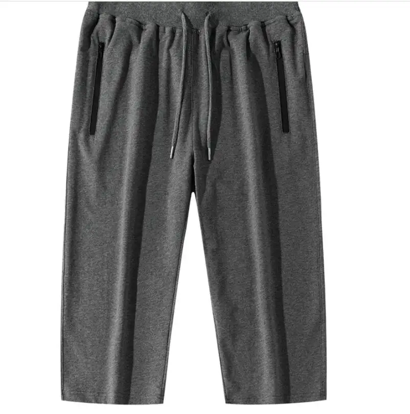 Pants Knitted Trousers Straight Mens Cotton New Cropped Loose Large-Size
