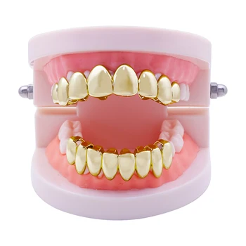 

Hip Hop Teeth Grillz For Men Gold Silver Color Top Bottom Set Punk Cosplay Party Dental Tooth Caps Grills Body Jewelry Gifts
