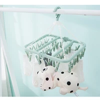 32 Clips Folding Clothes dryer Hanger Children Adults Clothes Dryer Windproof Socks Underwear Plastic Drying Rack 2