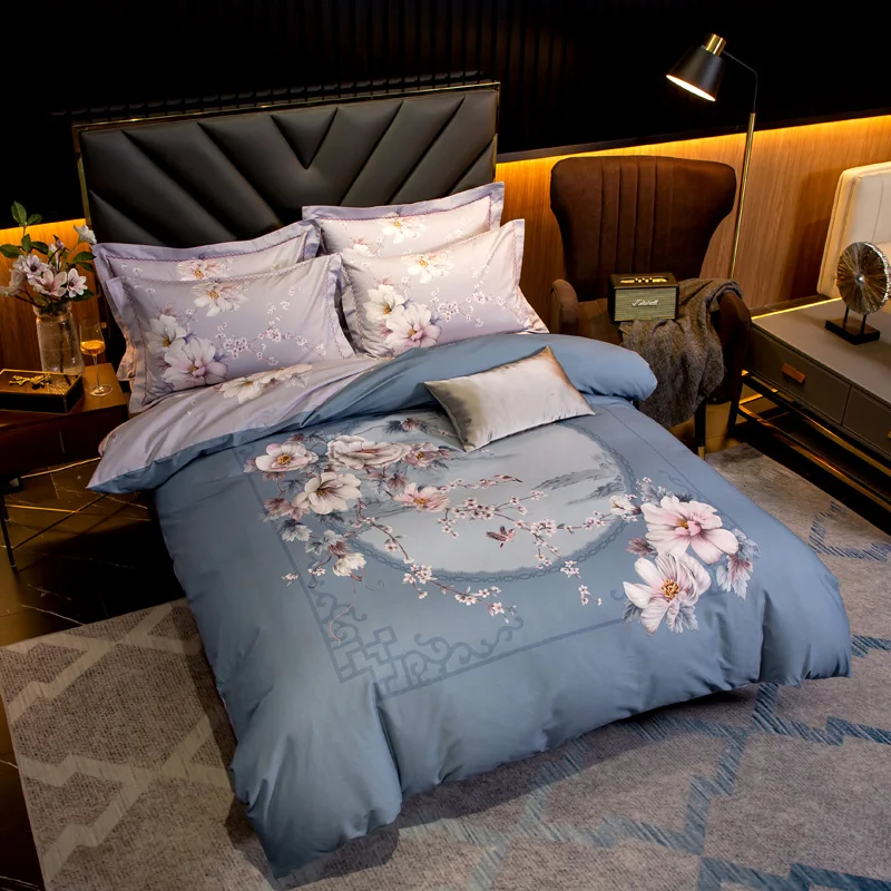 Brushed Cotton Bedding Set Queen King Size Chinese Style Flower Teddy Bear Deer Cartoon Plaid Duvet Cover Bedsheet Pillowcase
