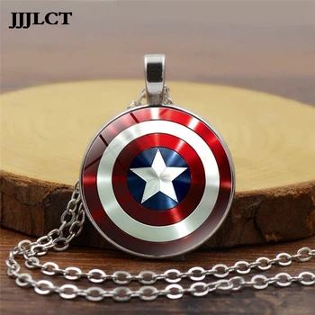 

New Avengers Endgame Captain America Cosplay Accessories chain Jewelry Necklace Ring Steve Rogers Round Shield Pendant