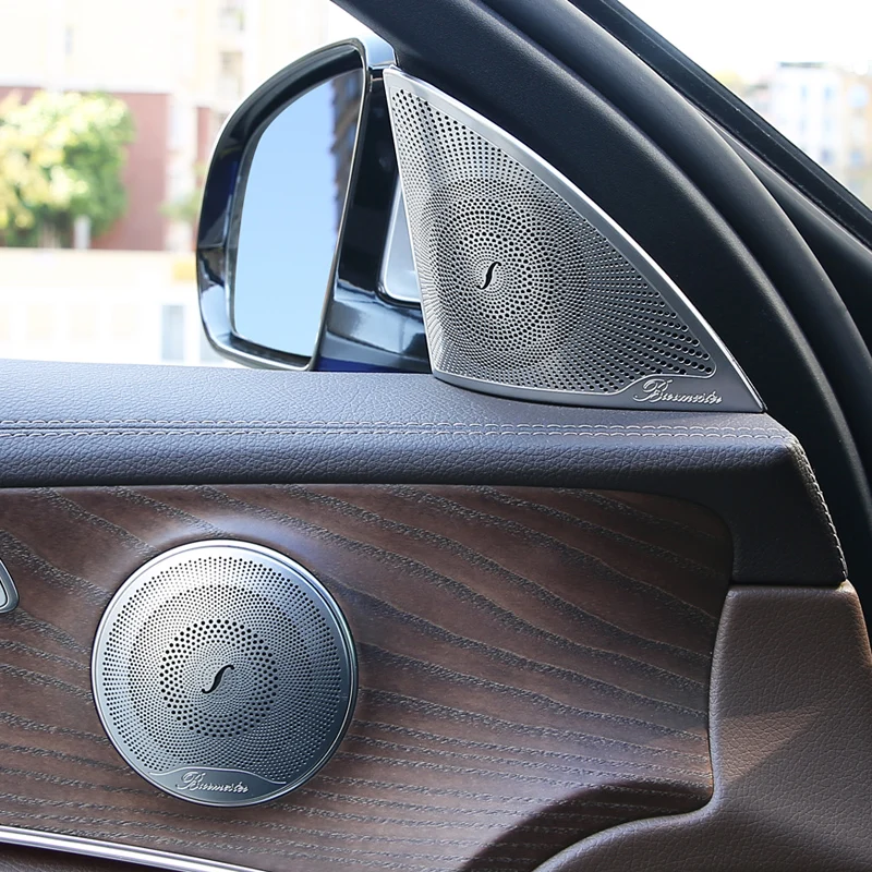 Автомобильная дверь аудио динамик накладка наклейка для Mercedes Benz E/C/GLC класс W213 W205- нержавеющая сталь 3D наклейка