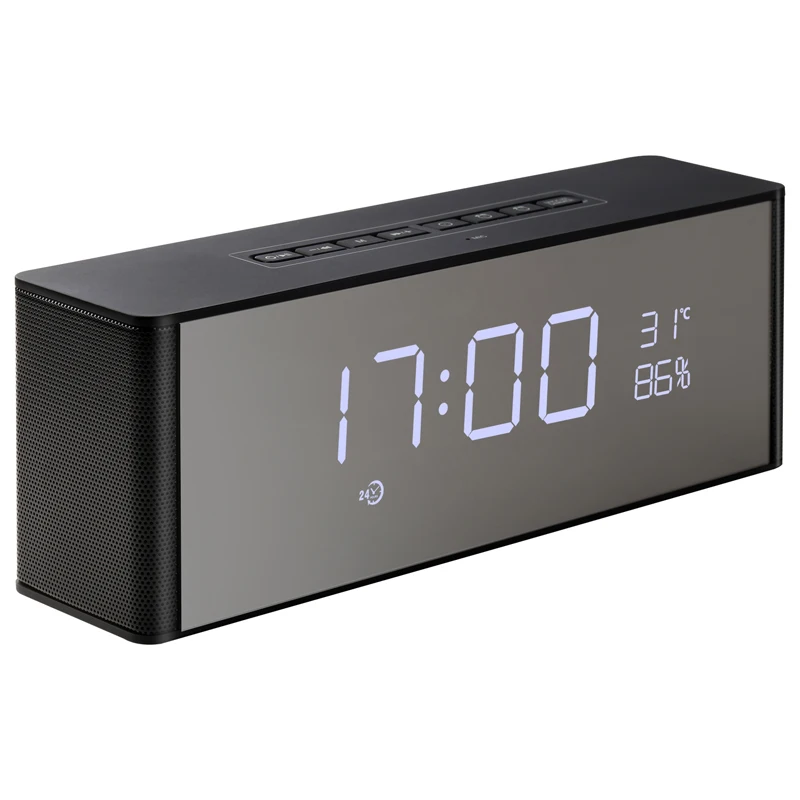 

Alarm Clock Bluetooth Speaker Portable Wireless 3D Surround Stereo Speakers Support Handsfree TF FM AUX LED Display