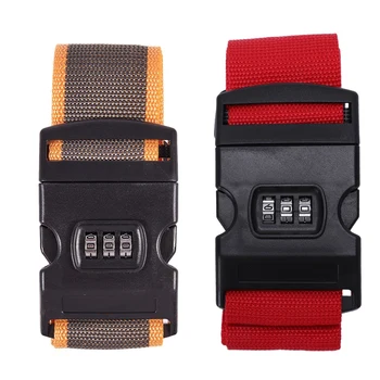

2x Safety Belt Belt Lock Combination Travel Luggage Suitcase Band Color:Orange + Grey & Red