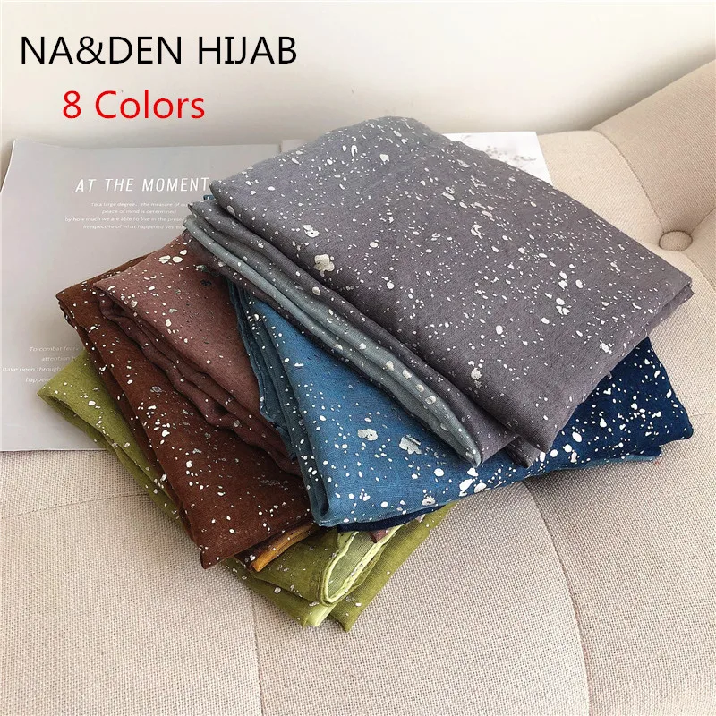 New Women's Vicose Scarf Gradient Stars Print scarf plain hijab shawls Wraps solid color muslim High Quality 6 Color |
