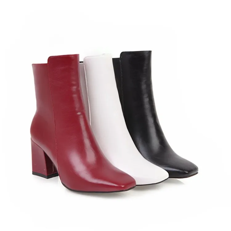

Women's Short Boot Fashion Boots Woman Shoes Chunky Heel Booties Ladies Zipper Ankle Punk Autumn Winter 2019 Rubber High Heel