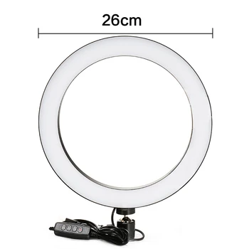 

Photography LED Selfie Ring Light 26CM Dimmable Camera Phone Ring Lamp With Cradle Head For Makeup Youtube Video Live Studio