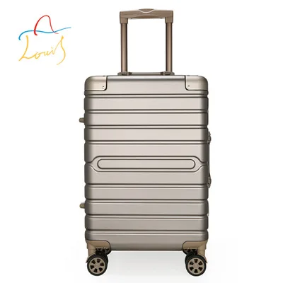 Алюминиевый каркас PC материал багаж на колёсиках Высокое качество индивидуальные бизнес сплошной цвет износостойкий чемодан - Цвет: Champagne gold
