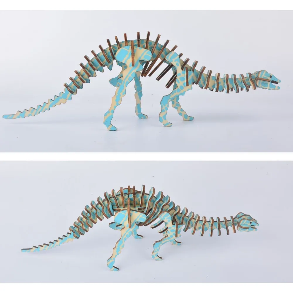 Diplodocus Dinosaur 3D Jigsaw DIY Realistic Wooden Model Decorate Toy Puzzle Gif 