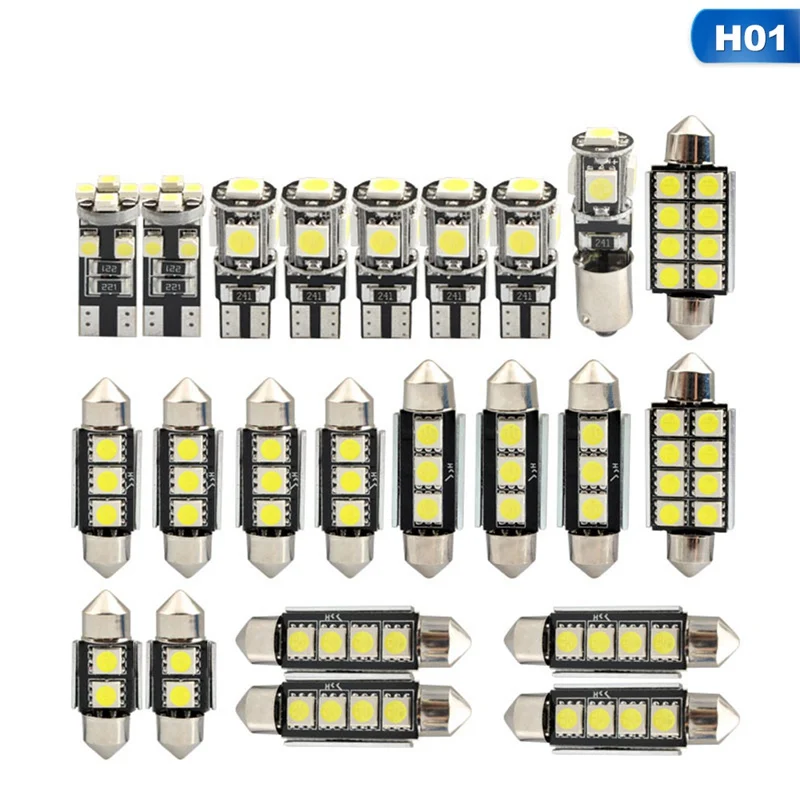 

23 Pcs/Set T10 5050 w5w LED Light Bulbs Car Interior Dome Ceiling Decoration Instrument Reading Lights Trunk License Plate Lamps