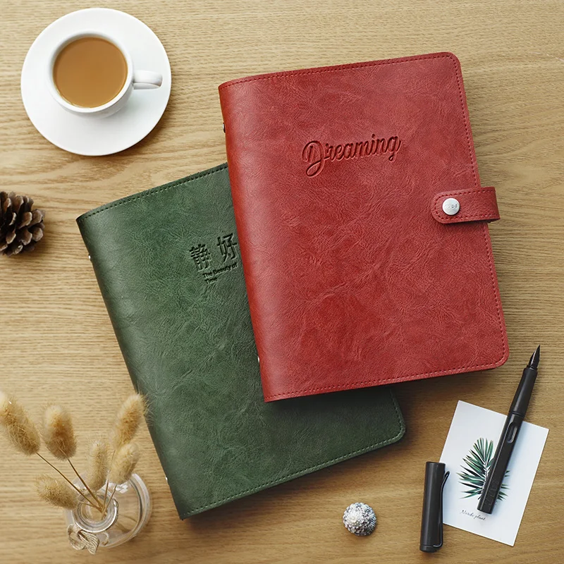 

Agenda 2019 Retro Vintage Leather Cover Loose-leaf Business Notebook Replaceable Paper Traveler Notepad Stationery Supplies