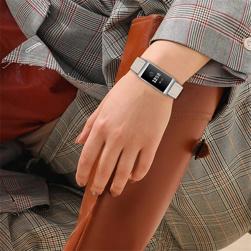 Замена для Fitbit заряд 3 ремешка кожаный плечевой ремень ремешок сменный Смарт-часы для фитнеса группа