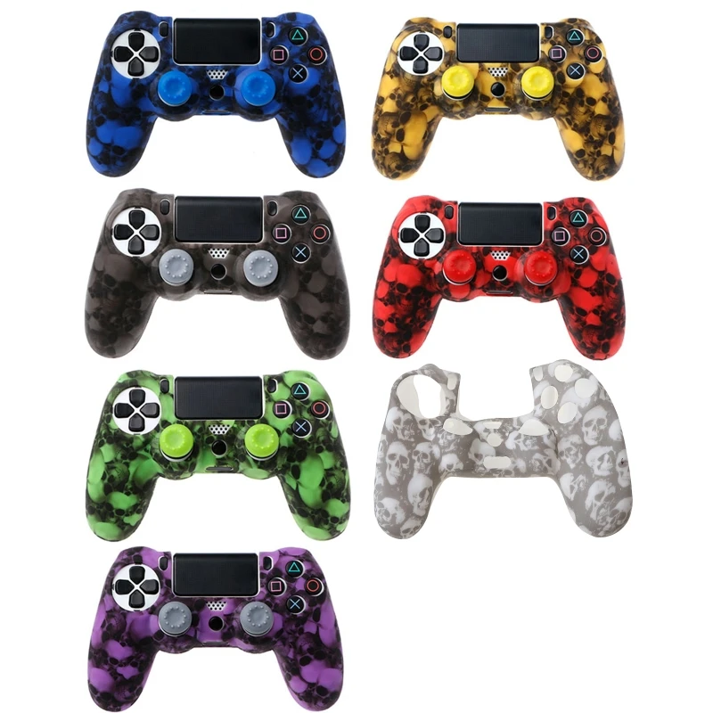 Череп силиконовый защитный чехол для джойстика + 2 колпачки PS4 Pro Slim контроллер |