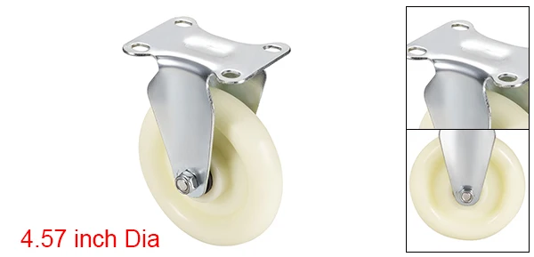 uxcell 1/2/4pcs Fixed Caster Wheels 2.75/3.75/4.57 inch Diameter Nylon Caster Top Plate 265/308/365lb Capacity