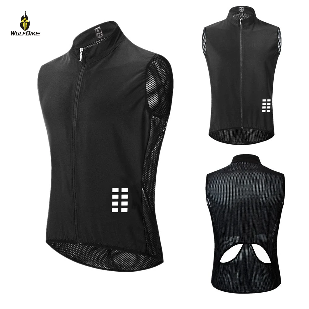 WOLFBIKE High Visibility Outdoor Sports Vest Windproof Mtb Bike Bicycle Reflective Sleeveless Breathable Cycling Waistcoat