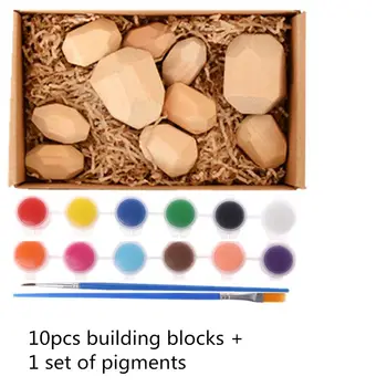 

DIY Color Wooden Stone Building Block Educational Toy Stacking Game